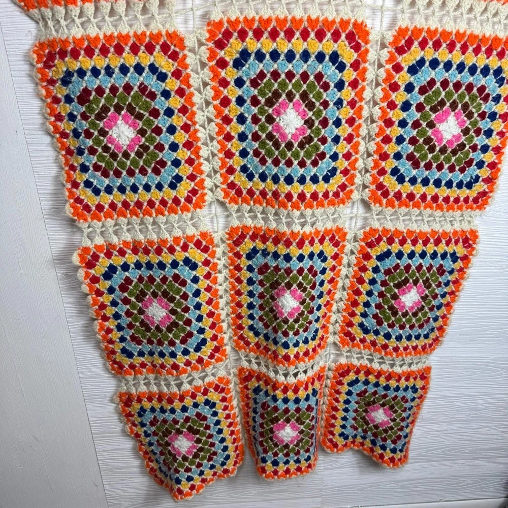Colorful Granny Square Crochet Blanket